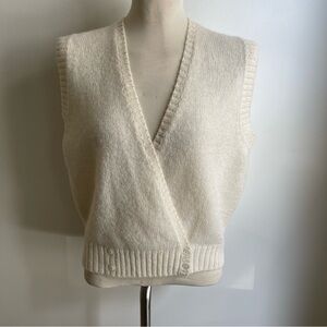 Vintage 80s Robert Scott Talbots Shetland Wool Sweater Vest Cream Size 40 Medium